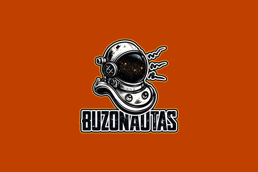 Buzonautas — logo sobre fondo naranja